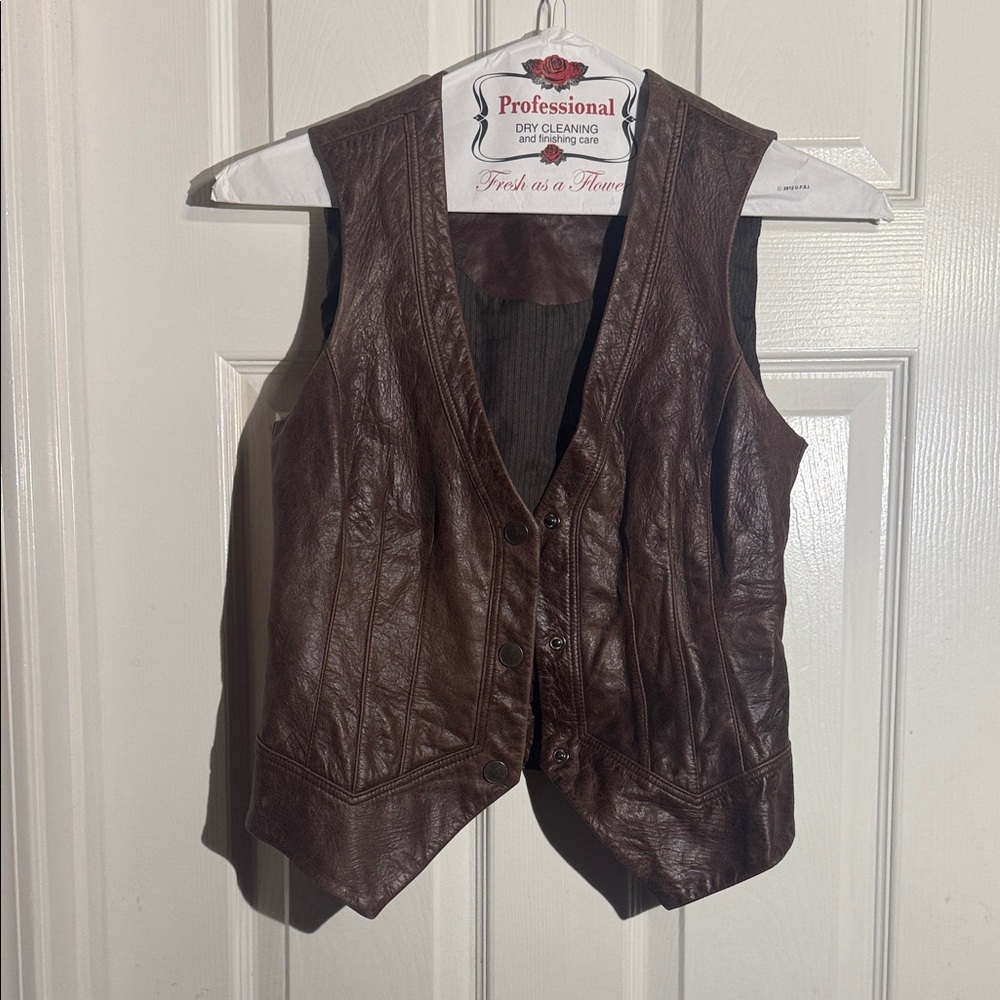 PAIGE Chocolate Leather Vest